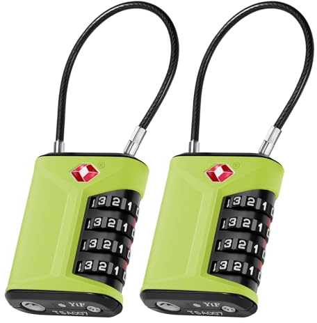 ZHEGE Kofferschloss, Zahlenschloss Koffer mit Öffnungsanzeiger und Flexible Kabel, TSA Genehmigt Rucksack Schloss mit Weißen Zahlen 4 Stellig, Schloss für Zelt, Rucksack, Hostel (2 Stücke, Grün)
