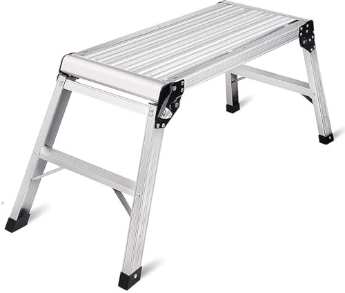 Klappbare Leiter-Arbeitsplattform, große 29,5-Zoll-Klapp-Trittleiter aus Aluminium, 330 lb (145 kg) schwere Aluminium-Trockenbauleiter, robuste Gerüstbank, Sicherheits-Trittleiter