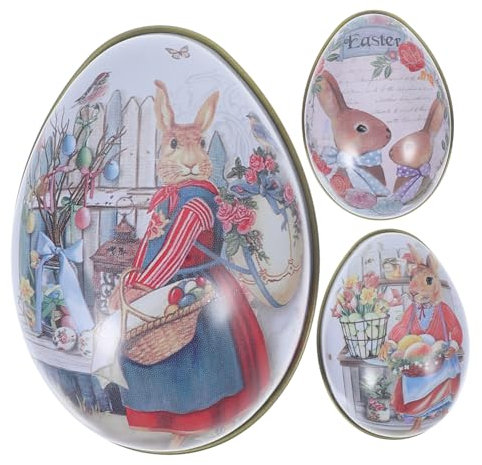 SECFOU 6pcs Easter Candy Container Tinplate Boxes Lightweight and Decorative with Easter Patterns for Festival Party Favour Packaging