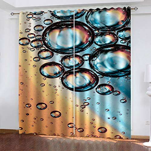 BOVZOX Tenda Camera da Letto 2 pezzi x 140 La x 175cm Lu Perle d'acqua Oscurante Termica Isolante con Occhielli per Interni