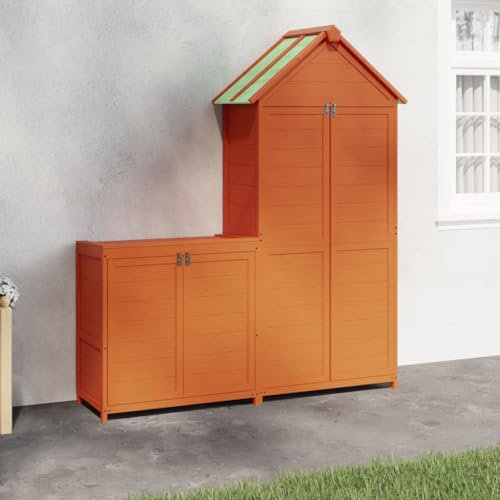 Furniture Item Home - Juego de 2 cobertizos de madera maciza de pino marrón