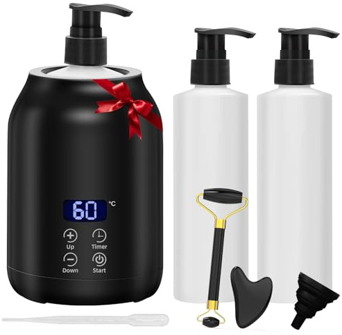Massageöl Wärmer mit Gesichts-Roller-Set, iklestar Professioneller Massage öl wärmer gerät, Tragbarer Lotion-Flaschen-Spender-Heizung für Zuhause, SPA, Schönheitssalon