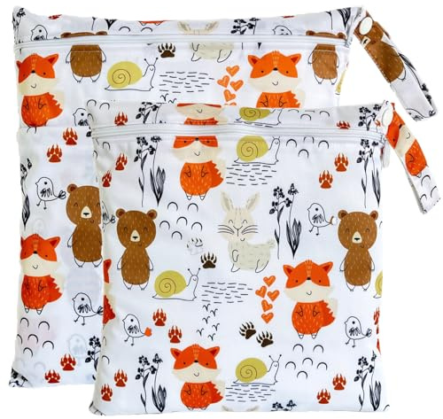 TRASUN Wetbag Kindergarten Nasstasche Windel Taschen Schwimmsachen Nassbeutel Nasse und Trocken Wickeltasche 2er Wasserdicht Waschbar Nassbeutel Organiser für Kleinkind