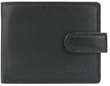 Police Herrplånbok i äkta läder med presentförpackning, Svart 82 med knapp utan myntväska, 11.5 x 9 x 2 cm