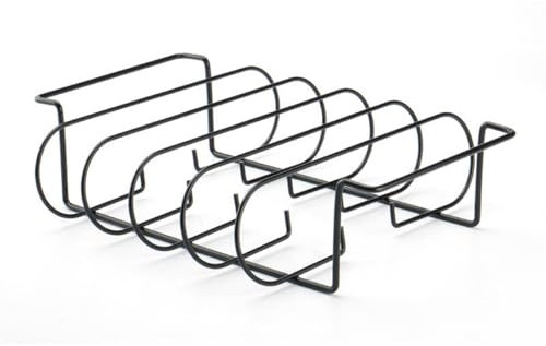 CUEMOON Ripchen, Braten und Rippchenhalter, Rippchenhalter aus reinem Edelstahl für 5 Rippchen, BBQ-Grill für gegrillte Lammkoteletts, gegrilltes Steak, gegrillte Rippchen, Geeignet für Gasgrills und