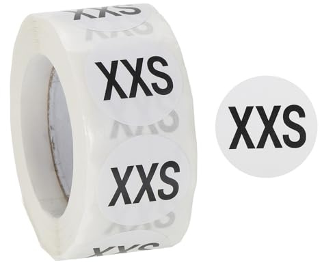 PATIKIL 500 Stück Runde Kleidungsgrößen Aufkleber Etiketten, 2.5 cm Selbstklebend Klebeetiketten Aufkleber für Hemd Rock Kleidung Einzelhandel (Schwarz-Weiß, XXS Größe）