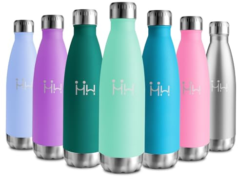 Bouteille Isotherme 500ml, Gourde Métal sans BPA, Bouteille d'eau Inox Double Paroi Réutilisable, Bouteille Étanche, Gourde Sport Yoga Bureau École Randonnée Voyage Camping, pour Enfant ou Adulte
