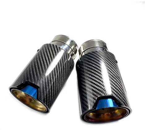 Auspuffspitze 1 Stück Auto-Auspuffblende Blau Carbon Fiber Auspuff Schalldämpfer Endrohr Für M Für Serie Für E46 Für E60 Endschalldämpfer Auspuffendrohr(ID 57MM-OD 93MM)