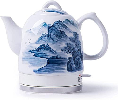 Msuiiixcccc Kettle - Electric Ceramic Cordless White Kettle Teapot - Retro 1350W Boil Water Fast for Tea Cl-Removable Base Boil Dry Protection/C(B)(B) (A)