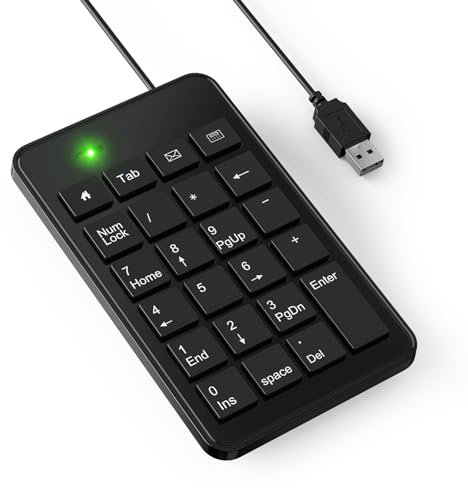 CBUS USB-A Filaire pour Ordinateur Portable, Clavier 23 Touches avec Tab, Accueil, Email et Calculatrice, Câble 1,5 m, Design Compact et Léger