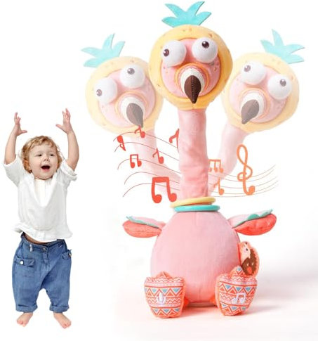 Creative Singing Talking Plush Toy Just Like Dancing Cactus Recording Plush Toy, Soft Funny Plush Interactive Toy Figures for Kids, Home Decoration Flamingo