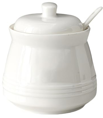 Zuccheriera con coperchio e cucchiaio, 382 ml, zuccheriera per bar, zuccheriera in ceramica