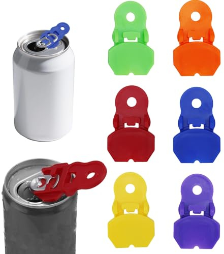 18 Piezas Abrelatas Manual Fácil de Usar, 5,75x3,55cm Abrelatas de Bebidas con Anilla Mano Portátil Plástico Seguridad Fácil Abrir para Refrescos Cervezas Tapa Protectora Aluminio Bebidas (6 Colores)