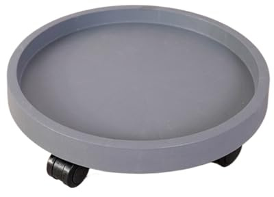 Carrito rodante para plantas con ruedas bloqueables, soporte redondo de plástico para macetas, soporte gris de 19 cm para plantas en maceta y exhibiciones de flores