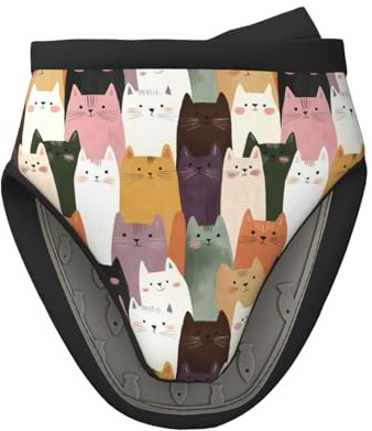 Mini gants de cuisine en silicone résistants à la chaleur - Motif chat coloré - Pour cuisine et pâtisserie