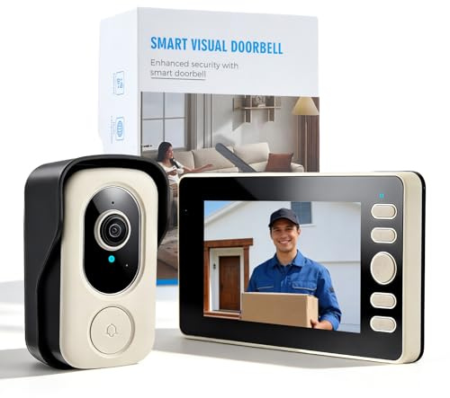 Eirolace Klingel mit Kamera, Türklingel mit Kamera Ohne WLAN mit 4,3-Zoll Bildschirm, Ip65 Wasserdicht, No Wi-Fi Required for Long-Term Monitoring, Features an External Antenna and Night Vision