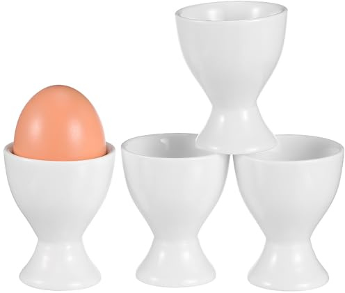 Sosoport 4 piezas Hueveras de Cerámica para Huevos Cocidos de Tazas Porcelana Resistentes para Desayuno Familiar Diseño Elegante y Fácil Limpieza Soporte para Huevos Duros y Blandos para
