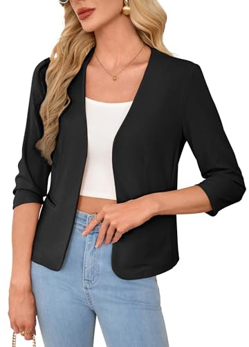 YesFashion Blazer, giacca da donna elegante, con apertura frontale, maniche a 3/4, leggera, da lavoro, da ufficio, (confezione multipla)