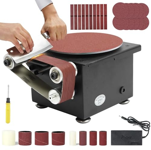 Mini Belt Disc Sander with 6-Inch Size and 7 Speed Settings for Wood and Metal Working, Ideal for Model Crafts and Jewelry DIY Projects