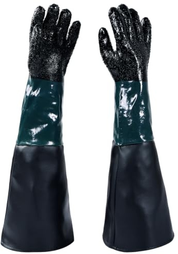 NATGAI Sandblast Cabinet Gloves, 23.6 Long | Heavy Duty, Textured Grip Palm, For Sand Blasting Kit, For Sandblasting Gun, For Blast Cabinet