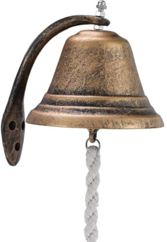 Aundhegrtt Sonnette de Table Suspendue avec Support Extérieur, Sonnette de Porte Vintage en Fonte 4,7 Po, Idéale pour les Portes, les Écoles, les Églises, Bateaux, Jardins et Fermes