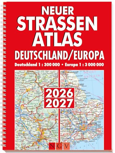 Neuer Straßenatlas Deutschland/Europa 2026/2027: Deutschland 1:300.000 | Europa 1:3.000.000 | Praktische Spiralbindung