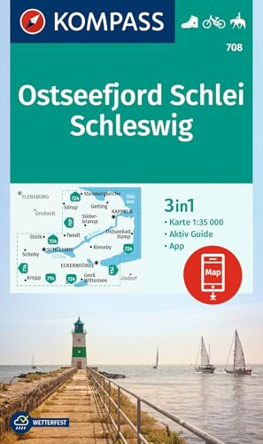 KOMPASS Wanderkarte 708 Ostseefjord Schlei, Schleswig 1:35.000: 3in1 Wanderkarte mit Aktiv Guide, inklusive Karte zur offline Verwendung in der KOMPASS-App. Fahrradfahren. Reiten.