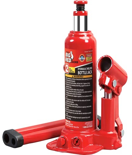 BIG RED T90203B Torin Hydraulic Welded Bottle Jack, 2 Ton (4,000 lb) Capacity, Red