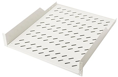 DIGITUS Fachboden zum Festeinbau – 19-Zoll 2HE – 550 mm Tief – Grau | Befestigung Vorne – Für Netzwerk- und Serverschränke ab 800 mm Schranktiefe – Traglast 25 kg