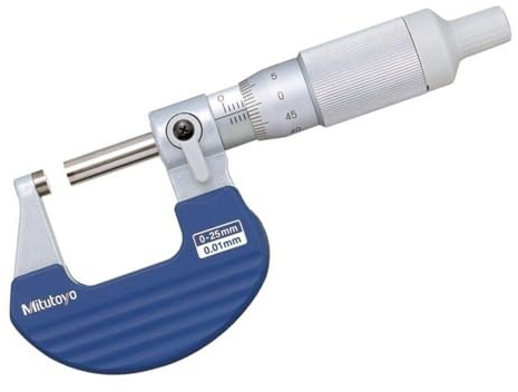 Mitutoyo MIT102-707 Ratschen-Trommel-Messschraube mit 0,001 mm Skalierung, 0–25 mm Bereich