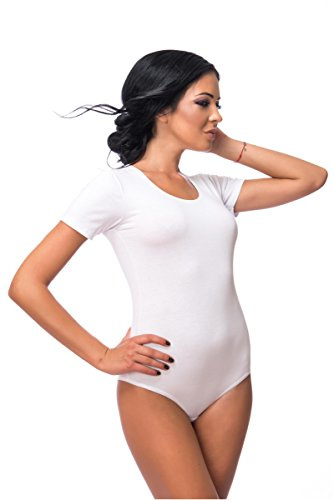 Evoni Damen Body Kurzarm, T-Shirt Bodysuit aus Baumwolle, Kurzarm-Body Elegant, Damen Unterwäsche