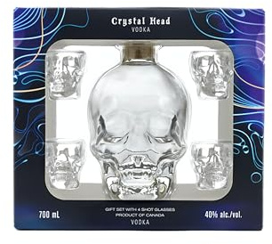 Crystal Head Coffret Cadeau Vodka avec 4 Verres a Shot 0.7 L