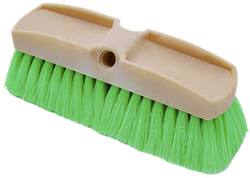 Teravan Green Flow Through Brush Head, 10-Inch Extra Soft Bristle Brush for Gentle Car Wash, RV, Boat, Window & Floor Cleaning, Compatible with Pole Handle