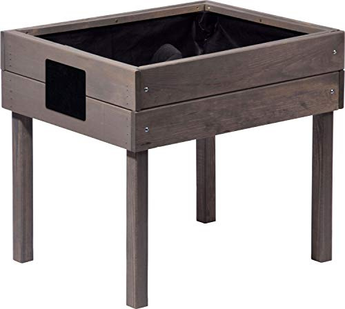 dobar® 58511FSC Kinderhochbeet mit Kreidetafel | Mini Hochbeet Holz | erhöhter Pflanzkasten für Kinder | Salatbeet auf Stelzen | Kleines Kräuterbeet für Garten/Terrasse/Balkon | 50 x 40 x 45 cm | Grau