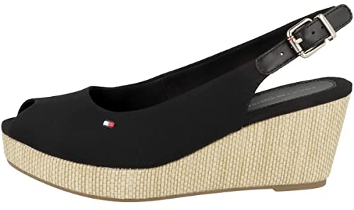 Tommy Hilfiger dam ikonisk Elba Sling Back Wedge Peep-tå sandaler