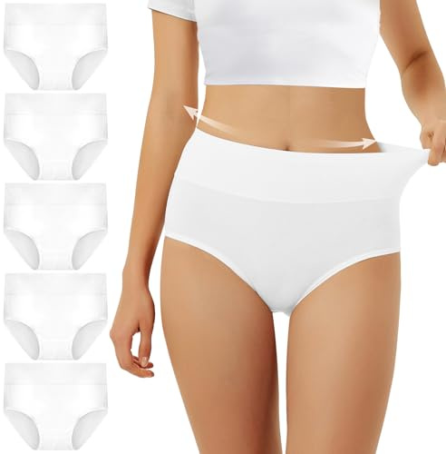 FALARY Mutande Vita Alta Donna in Cotone, Pacco da 5