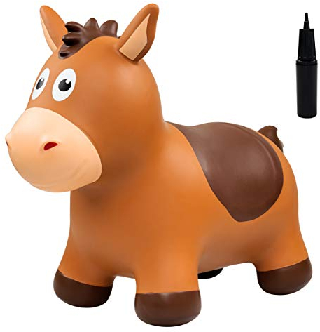 INPODAK Hüpftier für Kinder, Hüpftiere ab 1 2 3 Jahre, Kleinkind Hüpftier Pferd, Aufblasbares Hüpfpferd Drinnen Draußen Junge Mädchen, Hüpfspielzeug inklusive Luftpumpe