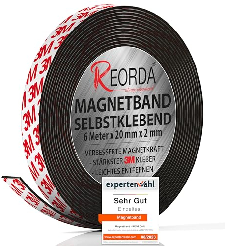 Reorda® Magnetband selbstklebend | Stärkster Halt dank 3M-Kleber | Magnetband mit optimierter Magnetkraft durch Anisotropic Material | Anwendbar in Küche, Schule & Büro