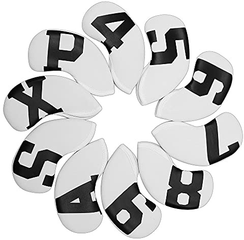SHABIER Cubierta Impermeable De Neopreno Para Palos De Golf De Hierro, Cubiertas De Hierro Para Palos De Golf, Cubiertas De Cuñas De Hierro, 10 Piezas, Blanco