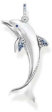 THOMAS SABO Anhänger Delfin mit blauen Steinen 925 Sterlingsilber, Geschwärzt