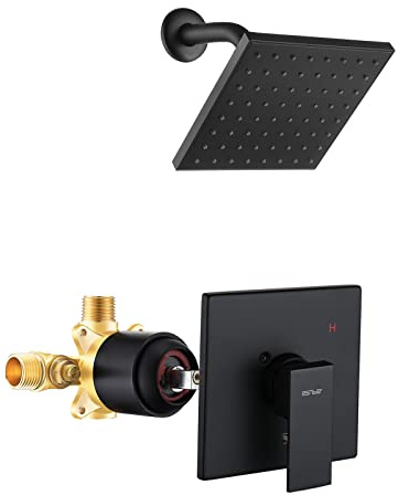 Esnbia Tub Shower Kit, Bathtub Shower Faucet Set（Valve Included) with 6-Inch Rain Shower Head, Single-Handle Shower Trim Kit, Matte Black