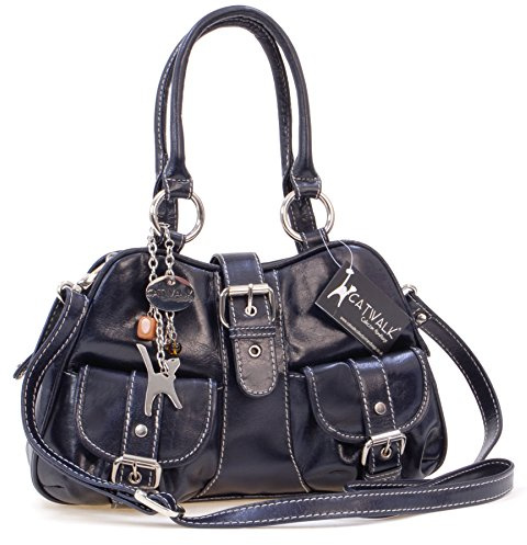 Catwalk Collection Handbags - Damen Leder Henkeltasche - Umhängetasche/Handtasche Mittelgroß - Verstellbarer Abnehmbarer Gurt - Faith