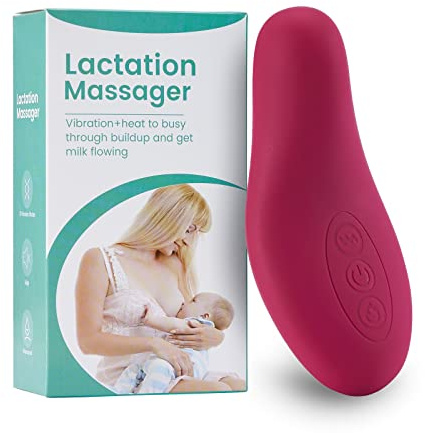 Lerrita Brustmassage-Gerät Laktationsmassagegerät zum Stillen Wasserdichtes Silikon Brustmassag-Gerät zum Abpumpen des Stills Wärme und Vibration zur Verbesserung des Milchflusses, Staus und Mastitis