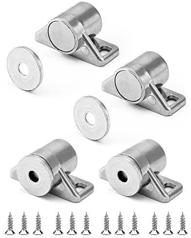 QWORK® 4 Pezzi Chiusura Magnetica Per Porta, Calamite Per Mobili, Lega Di Zinco, Con Viti, Argento, Adatto Per Cassetti, Mobili Da Cucina