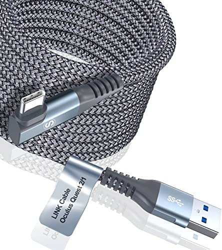SWECENT Link Cable 5M,Virtual Reality Headset Cable Compatible with Meta/Quest 3/Quest 2/Pro,Pico 4 and Steam VR,High Speed Data Transfer Fast Charging USB 3.0 to Type C Cable for Gaming PC.-Grey
