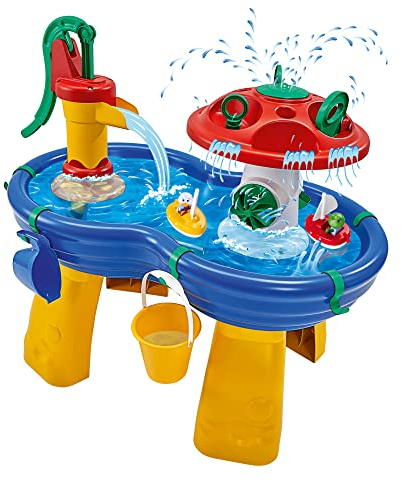 AquaPlay Wassertisch - großes Outdoor-Wasserspiel (100 x 58 x 90 cm) für Kinder ab 3 Jahre, Wasserspielzeug mit Handpumpe, Schlauchanschluss, Spritzfunktion und Zubehör