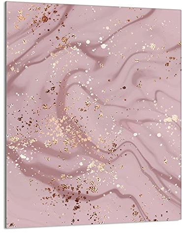 DarHaus Herdabdeckplatte einteilig 40x52 cm Ceranfeld Abdeckung Glas Spritzschutz Abdeckplatte Glasplatte Herd Ceranfeldabdeckung Deko, Marmor Rosa