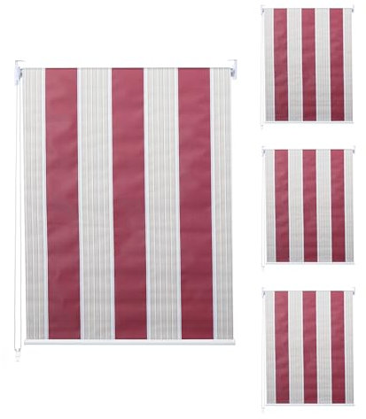4er-Set Rollo HWC-D52, Fensterrollo Seitenzugrollo Jalousie, 100x160cm Sonnenschutz Blickdicht - rot/weiß/beige