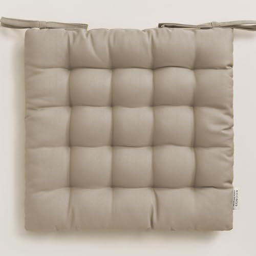 ROOM99 Aura - Cojín para Silla, 40 x 40 cm, con Cintas, cojín Decorativo para Silla, Suelo, Exterior, Interior, salón, Color Beige, 1 Unidad