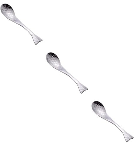 Garneck 3 Pièces cuillère en forme de poisson cuillère à poisson à soupe asiatique couverts s à soupe de cuisine à e créative Acier inoxydable Louche